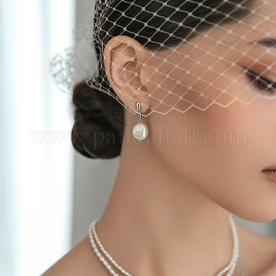 Серьги-кольца из стерлингового серебра s925 с натуральным пресноводным жемчугом EC3448-1-1