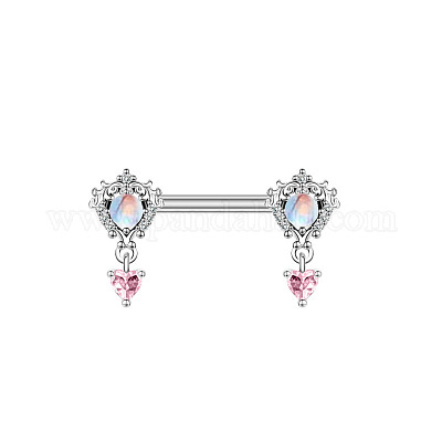 Кольца для сосков из хирургической нержавеющей стали 316L с кубическим цирконием WG68FB4-02-1