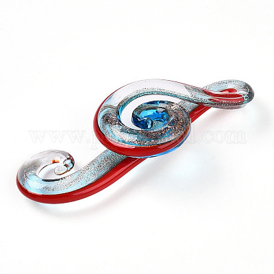 Ручной золотой песок Lampwork большие кулоны LAMP-T023-08C-1