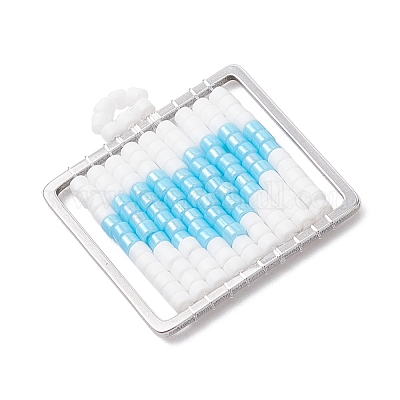 Квадратный стеклянный бисер ручной работы с подвесками в форме сердца PALLOY-MZ00928-05-1