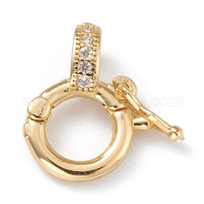 Brass Micro Pave Clear Cubic Zirconia Twister Clasps ZIRC-A014-07G-1