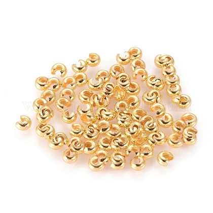 アイアン製つぶし玉カバーカシメ玉カバー  カドミウムフリー＆鉛フリー  金色  サイズ：直径約3mm  穴：1.2~1.5mm IFIN-H028-G-1