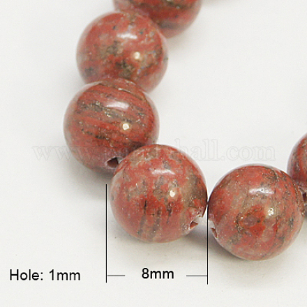 Fili di perle di diaspro / kiwi di sesamo naturale G-G149-8mm-2-1