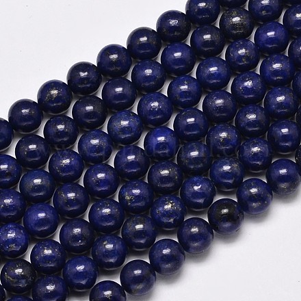 Dyed Natural Grade AA Lapis Lazuli Round Bead Strands G-M290-6mm-AA-1