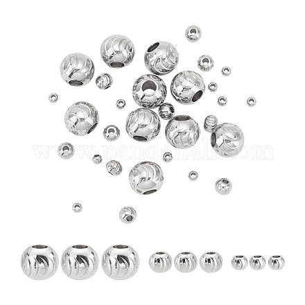 Unicraftale 30pcs 3 style 201 perles en acier inoxydable STAS-UN0045-48-1