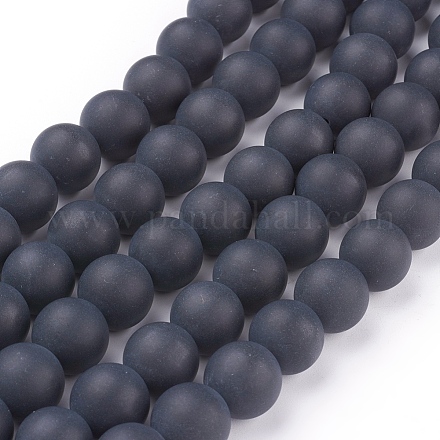 Chapelets de perles perles en agate noire naturelle G-D543-14mm-1