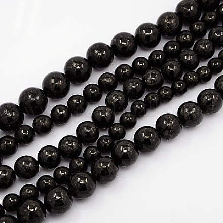 Natural Golden Line Coal Quartz Beads Strands G-K001-M16-1