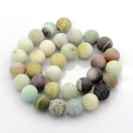 Chapelets de perles en amazonite mate naturelle G-O015-14mm-02-1