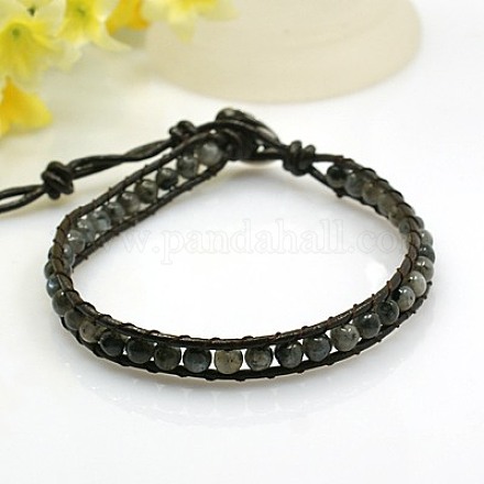 Fashion Gemstone Cord Beaded Bracelets BJEW-J054-04-1