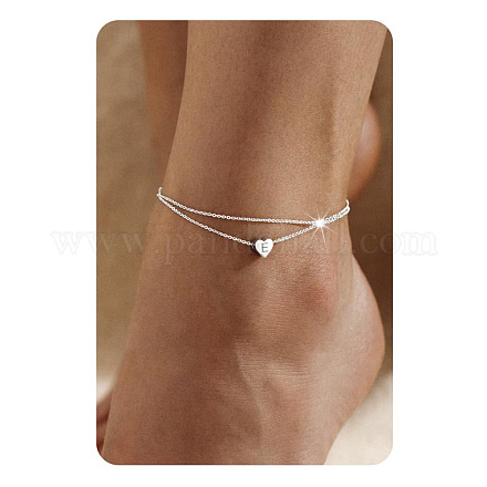 201 нержавеющая сталь сердце с инициалами двухслойные женские браслеты на ногу FS-WG0EC0A-05-1