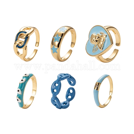 6 pz 6 anelli per polsini in ottone dorato RJEW-LS0001-03-1