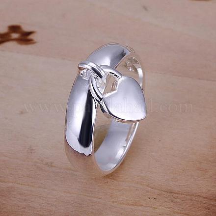 Gli anelli di barretta fascino del cuore di ottone alla moda per le donne RJEW-BB13201-6-1