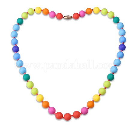 Colliers en forme de perles en silicone NJEW-BB20656-1