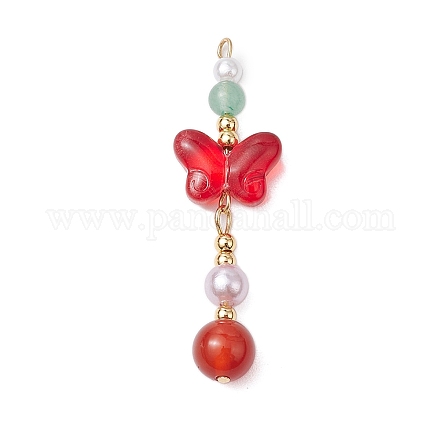 Подвески из натурального сердолика и стекла PALLOY-JF03192-08-1