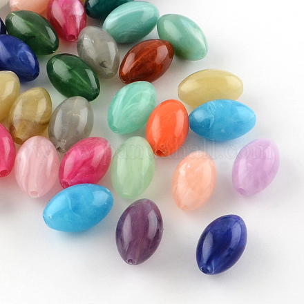 Oval Imitation Gemstone Acrylic Beads X-OACR-R026-M-1