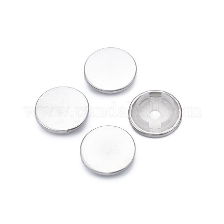 アイアンスナップボタンパーツ  プラスチック付き  スナップキャップ  衣服のボタン  フラットラウンド  ニッケルフリー＆鉛フリー  プラチナ  26x6mm  約6個/セット BUTT-T012-01C-P-FF-1