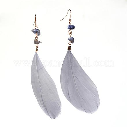 Fashion Feather Dangle Earrings EJEW-R140-08D-1