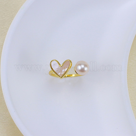 Натуральный пресноводный жемчуг с кольцами-манжетами из натуральных ракушек WGACE42-13-1