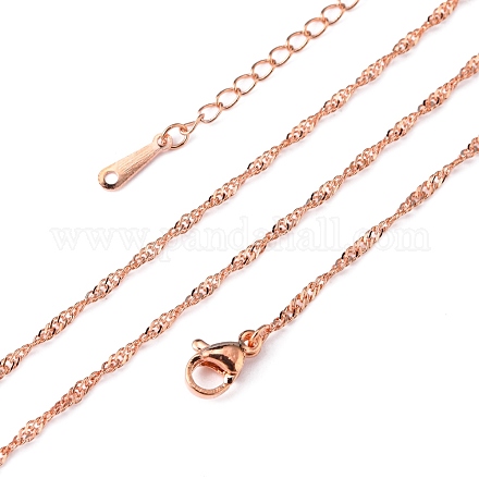 Collane sottili con catena di singapore intrecciata in lega di stagno placcata oro rosa NJEW-BB10186-18-1