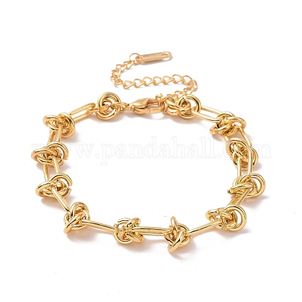 304 Stainless Steel Knot Link Chain Bracelet for Men Women BJEW-E020-01G-1