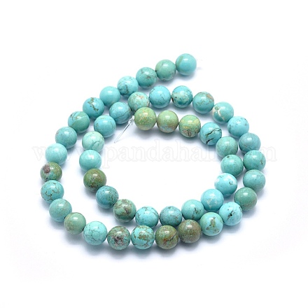 Chapelets de perles teintées en turquoise naturelle X-G-G768-02-10mm-1