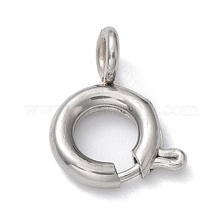 304 Stainless Steel Smooth Surface Spring Ring Clasps STAS-E143-03E-P-1
