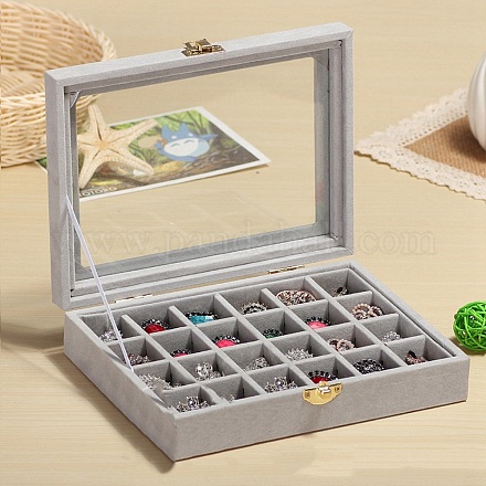 Флок со стеклянной коробкой для ювелирных изделий PW-WG61213-04-1