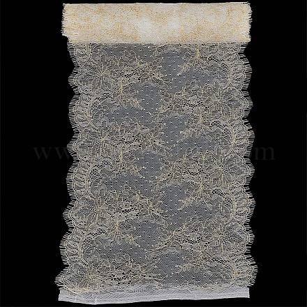 GORGECRAFT 3.3 Yard X 10 Inch Wide Metallic Lace Fabric White Gold Lace Ribbon Trimming Eyelash Embroidery Sewing Applique Floral Border Roll for Sewing Gift Wrap Bridal Shower Wedding Dress Accessory OCOR-WH0020-19B-1