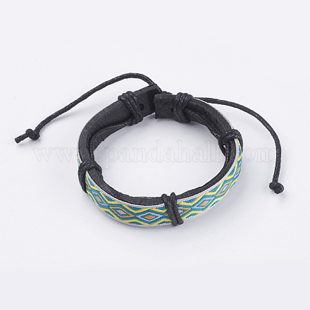 Bracelets réglables unisexe en corde de peau de vache BJEW-F300-06A-1