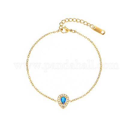 Tropfenförmiges Gliederarmband mit kubischen Zirkonia und goldenen Kabelketten aus Edelstahl DH6731-1-1