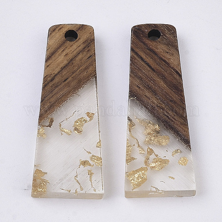 Colgantes de resina transparente y madera de nogal RESI-S358-59-A01-1