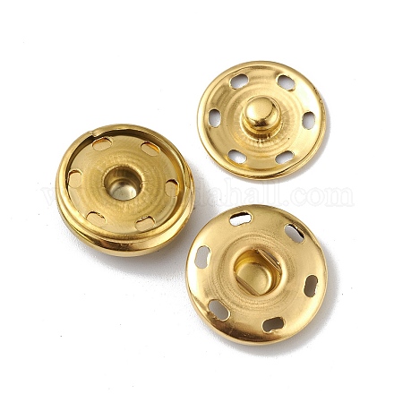 イオンプレーティング(ip) ステンレススナップボタン202個  衣服のボタン  ミシンアクセサリー  ゴールドカラー  19x6mm BUTT-I017-01D-G-1