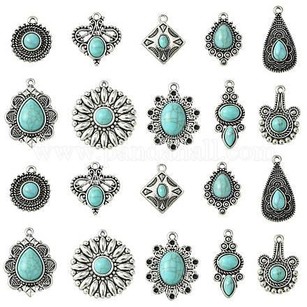 20 pièces 10 styles pendentifs en alliage de style tibétain TIBEP-CJ0003-31-1
