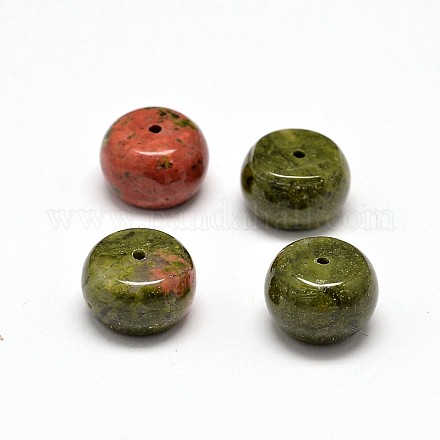 Natural Unakite Rondelle Beads G-P076-10-1