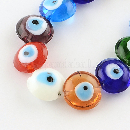 Rondes plat mauvais œil brins de perles au chalumeau LAMP-R118-M-1
