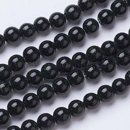 Chapelets de perles en pierre d'or verte synthétique G-D855-08-10mm-1