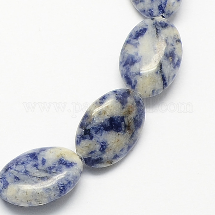 Pierre gemme ovale plate tache bleue naturelle perles de jaspe brins X-G-S113-08-1