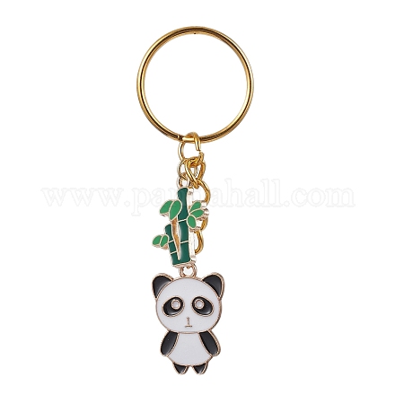 Porte-clés pendentif en émail en alliage de panda et de bambou KEYC-JKC00629-01-1