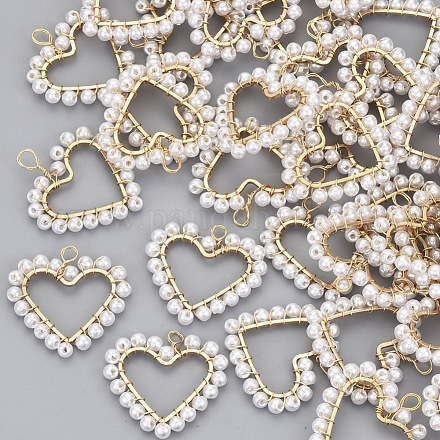 Colgantes envueltos en alambre de perlas de imitación de plástico abs KK-N235-008-1
