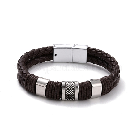 Retro Leather Braided Cord Bracelet for Men BJEW-A039-01A-1