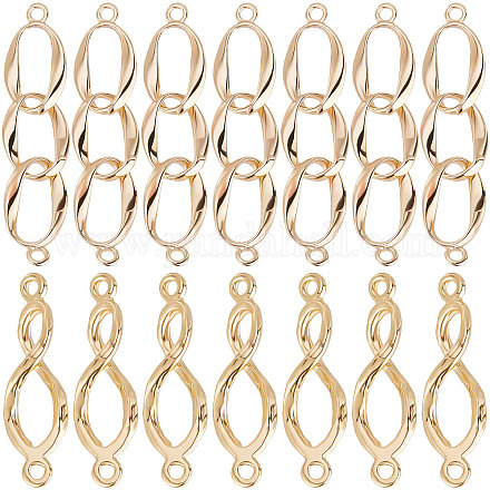 Beebeecraft 20Pcs/Box 2 Styles Infinity Charms 18K Gold Plated Brass Link Connectors with 2 Holes for DIY Jewelry Bracelet Necklace Earring Making Crafting KK-BBC0003-35-1