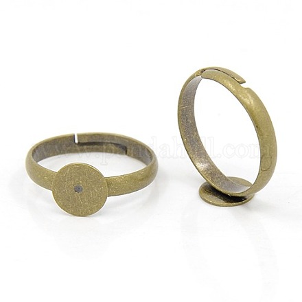 Antiguos pad latón bronce bases del anillo de dedo ajustable X-EC541-NFAB-1
