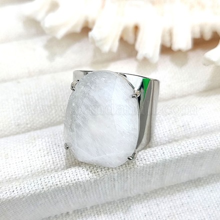 Овальные латунные манжеты с натуральным кварцевым кристаллом FS-WG8D200-05-1