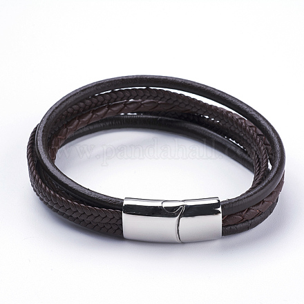 Плетеный кожаный шнур многожильных браслеты BJEW-F291-08B-1
