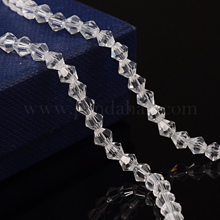 Half-Handmade Transparent Glass Beads Strands X-GB4mmC01-1