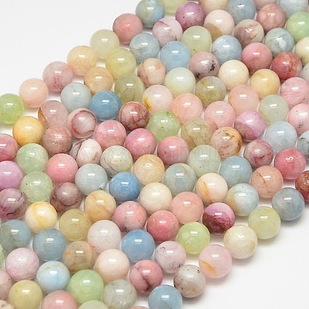 Natural Gemstone Morganite Round Beads Strands G-O017-6mm-02B-1