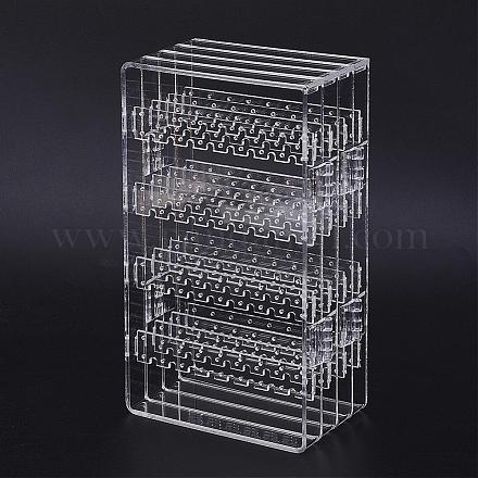 有機ガラススタッドピアスディスプレイ  折りたたみ式ハンガージュエリーディスプレイスタンド  リバーシブル  長方形  透明  12.5~30x2~7.5x22~52.5cm EDIS-G011-04B-1