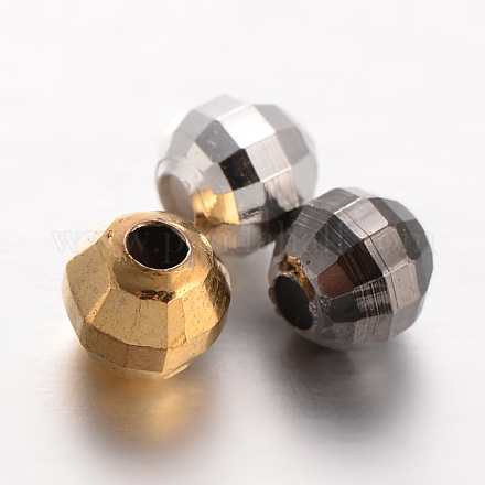 多面カット丸い真鍮のスペーサービーズ  ミックスカラー  5mm  穴：2mm X-KK-L129-52-1