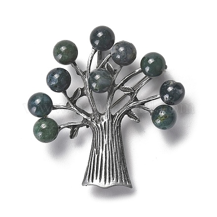 Resin Imitation Agate Tree Brooches JEWB-M033-01AS-03-1