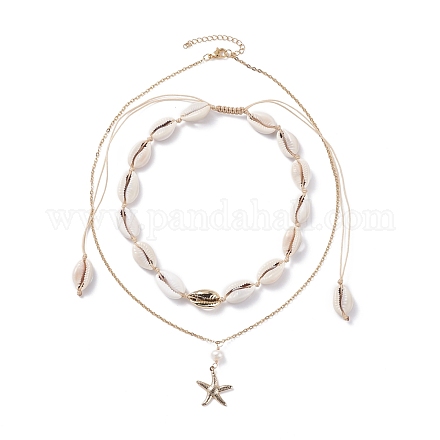 Starfish Pendant Neckelaces for Girl Women NJEW-JN03744-1